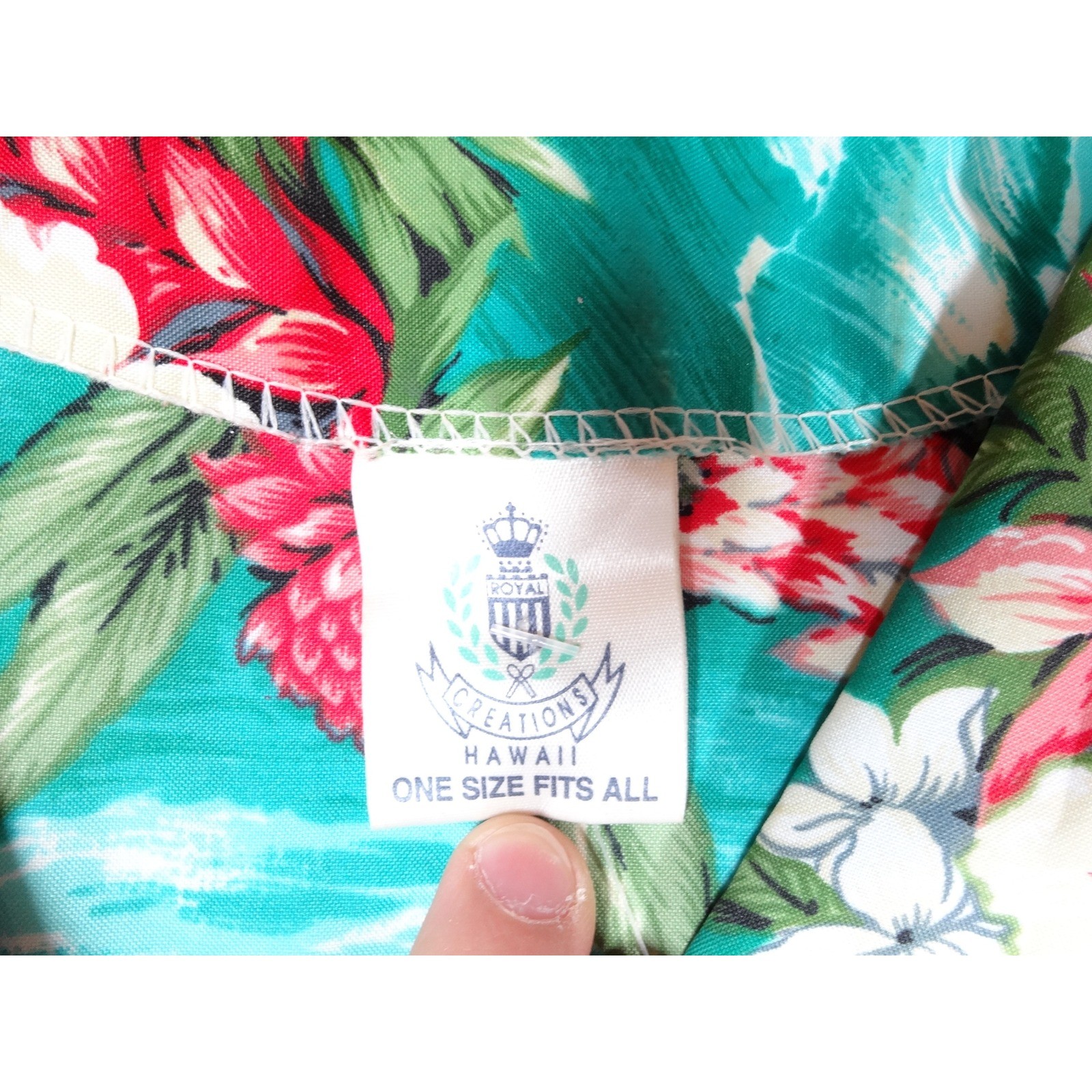 Royal Creations Hawaii Muumuu Kaftan Women One Size Teal Floral Tropical Resort