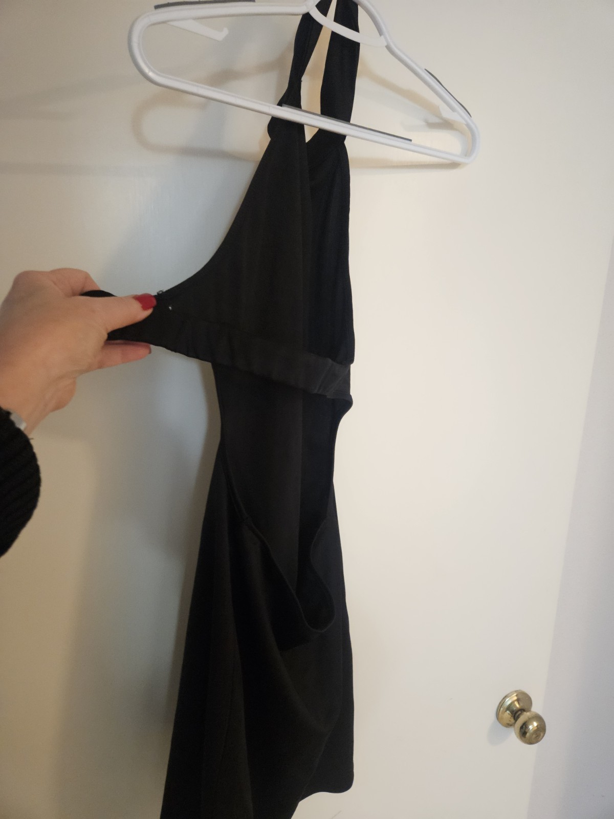 Elegant Black Low Back Dress In Small High Neck Size S