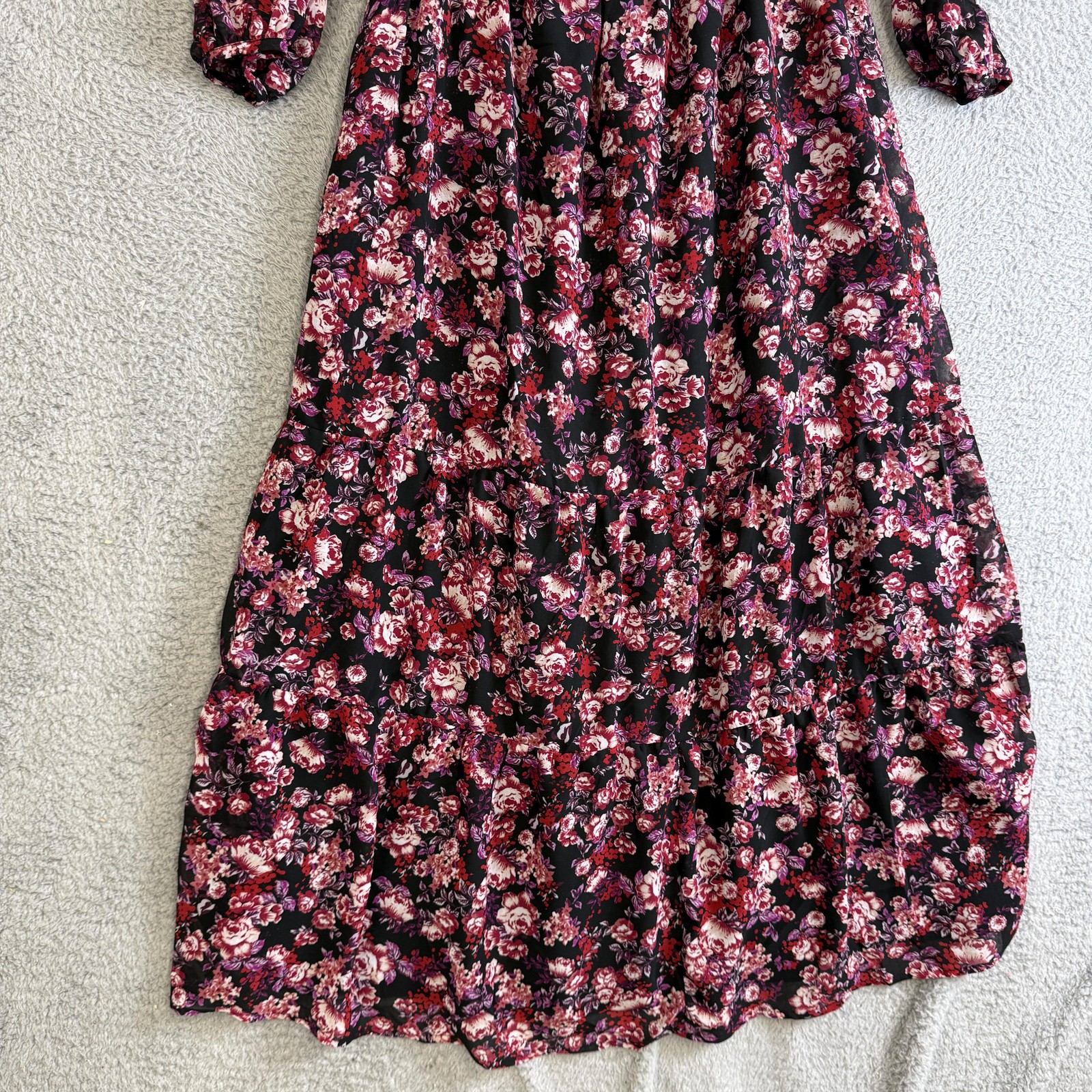 Isabel Maternity By Ingrid & Isabel Dress Womens Large Black Floral Maxi Chiffon