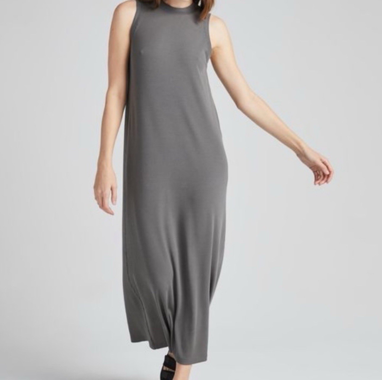 Richer Poorer Dress Women’s Sz S Ribbed Knit Column Maxi Dress Gray NWT