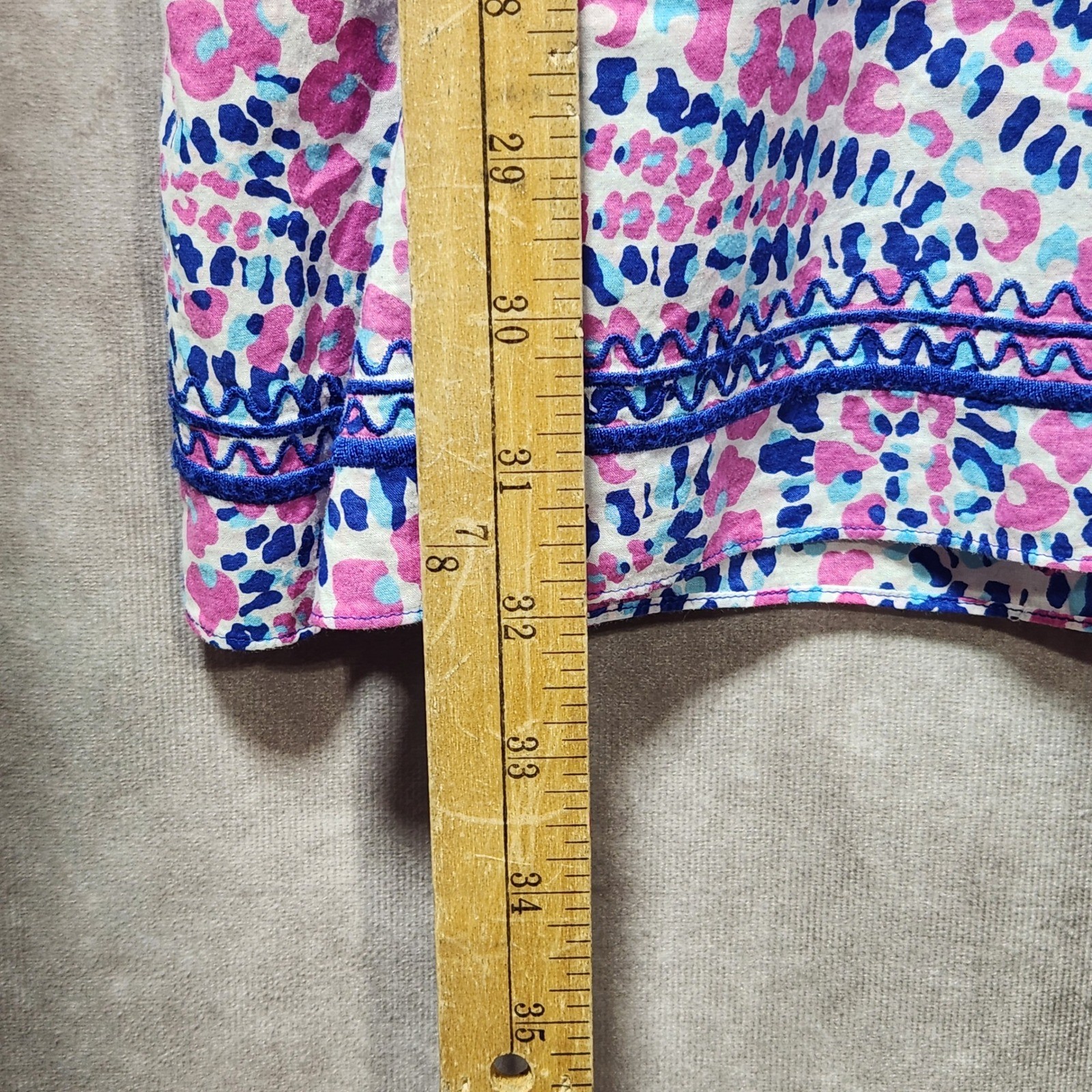Vineyard Vines Womens Pink Blue Abstract Print Cotton Tunic Dress Small Ric-Rac