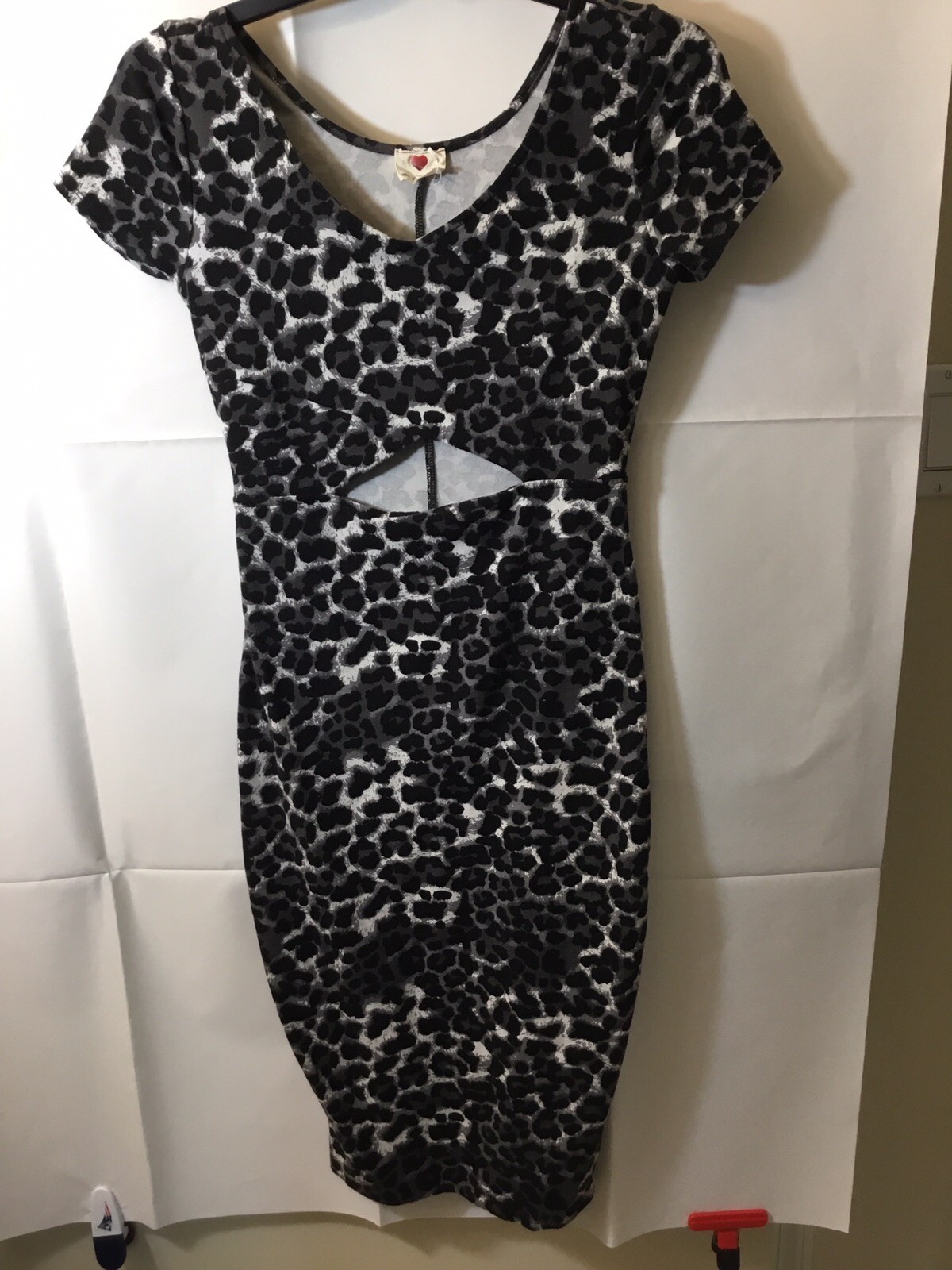 One Clothing X-Small To Small Body Con With Front Cutout Black, Grays, White