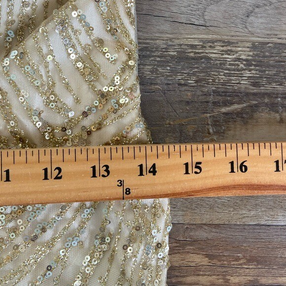 Dancing Queen Sequin Mini Dress L Gold Padded V-Neck Sexy Glam Cocktail Party