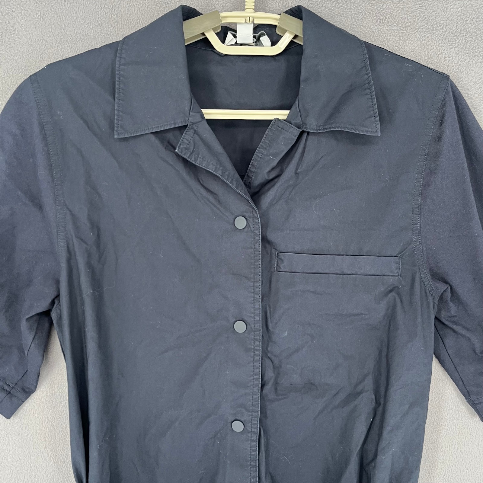 Cos Dress Womens Extra Small Black Buckle Shirt Pockets Tie Belted Button