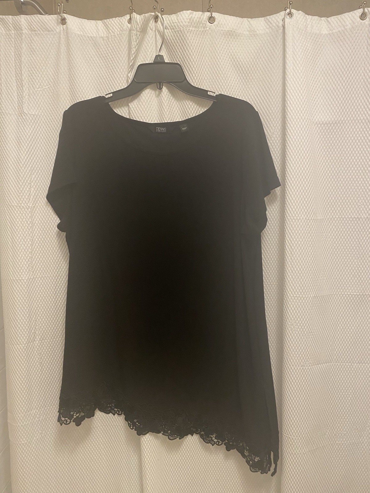 Dennis by Dennis Basso NWOT Black with Mesh Inserts Dress Sz XL
