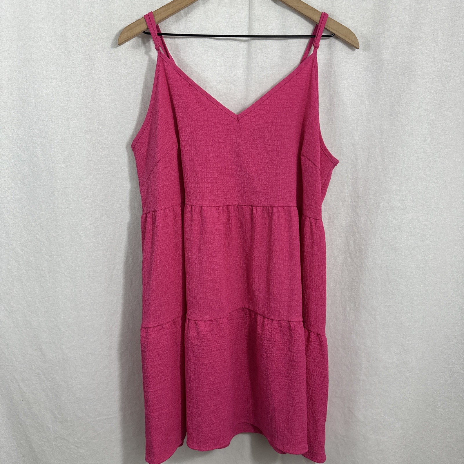 Shien Pink Strappy Tiered Babydoll Bow Mini Dress Womens Size 0XL Barbie Beach