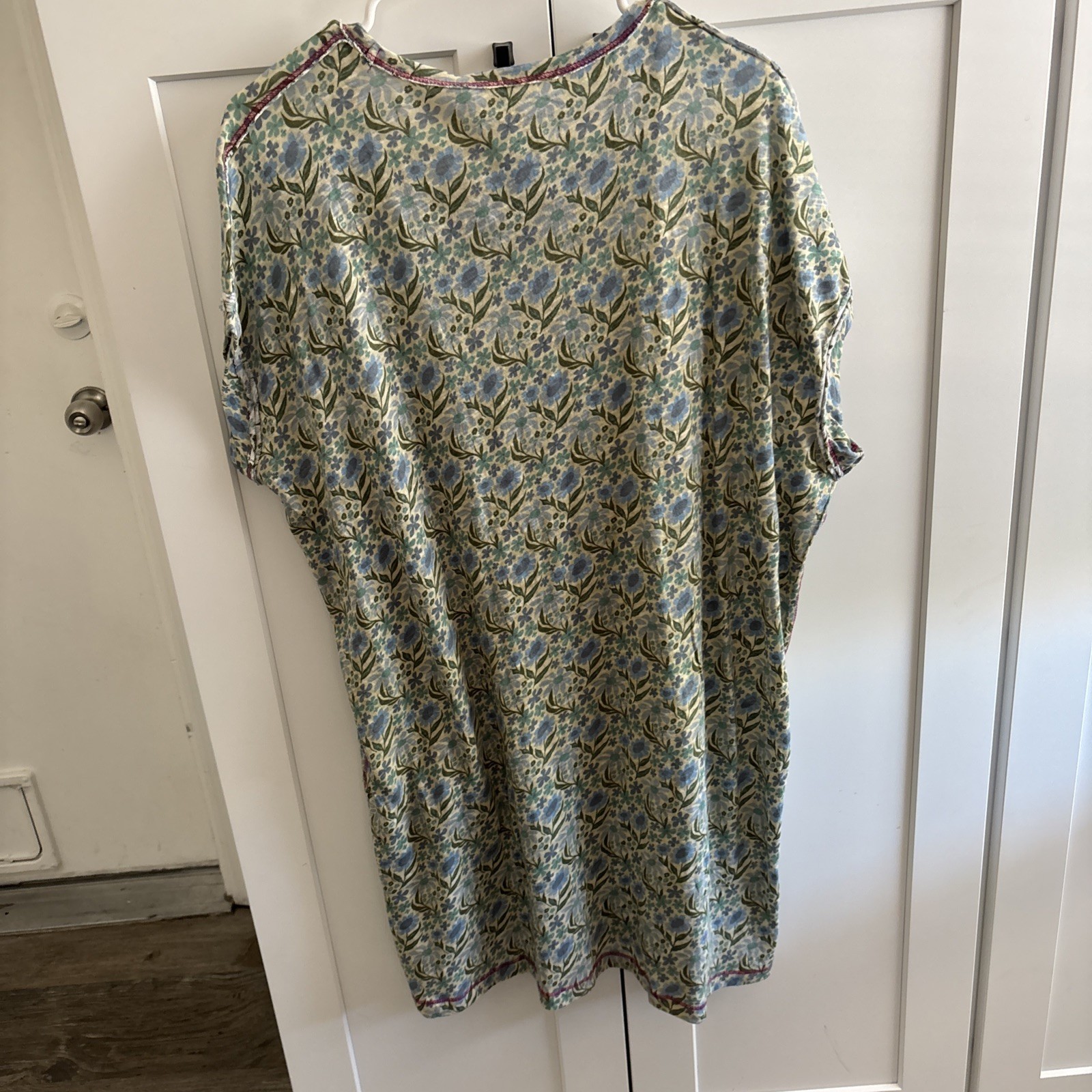 NWT Natural Life Frankie Knit Tee Mini Dress Cotton Slub Blue Green Floral M