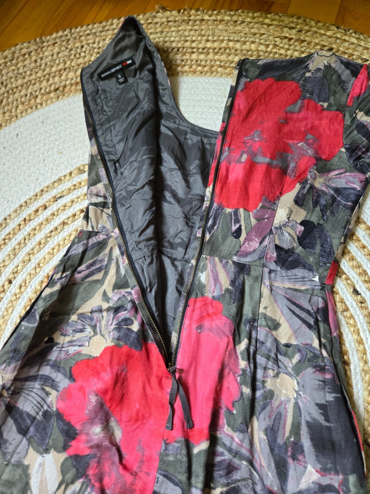 Mad Men Janie Briant Linen Blend Floral Midi Dress Retro 60s Chic Watercolor US0