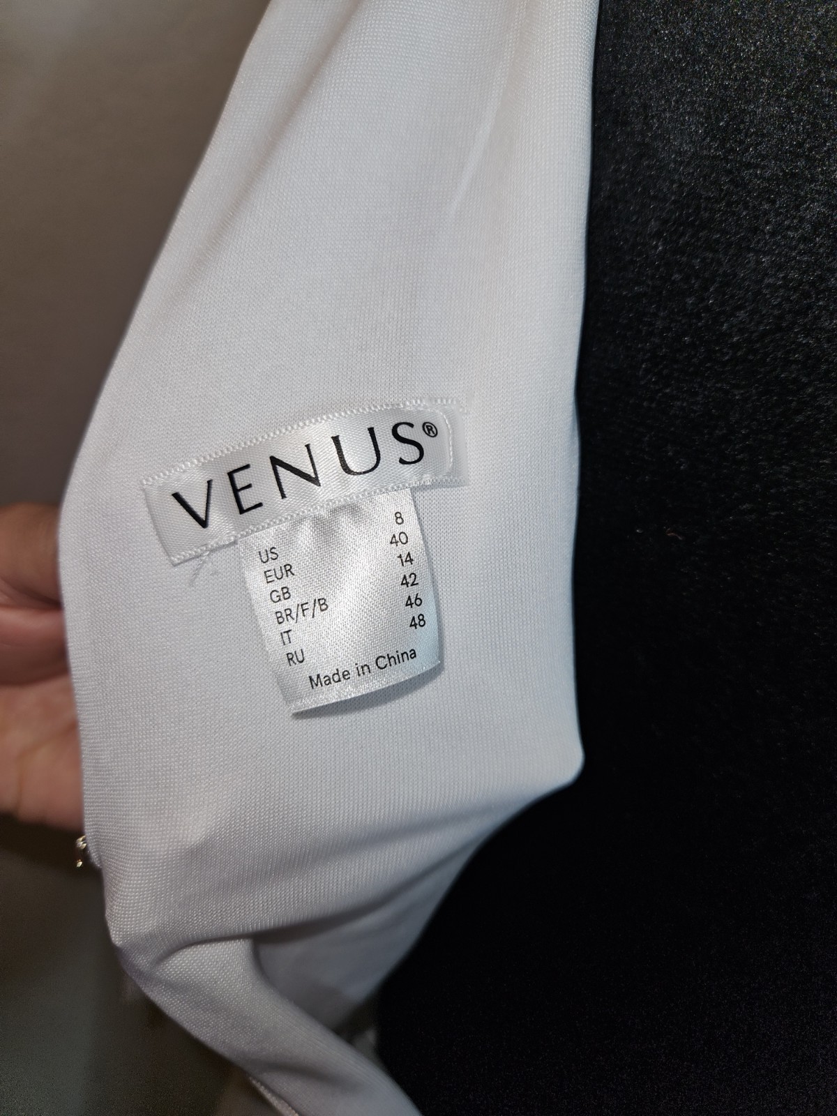 Venus White Ruffle Beaded Keyhole Sheath Dress Chiffon Knee Length Size 8