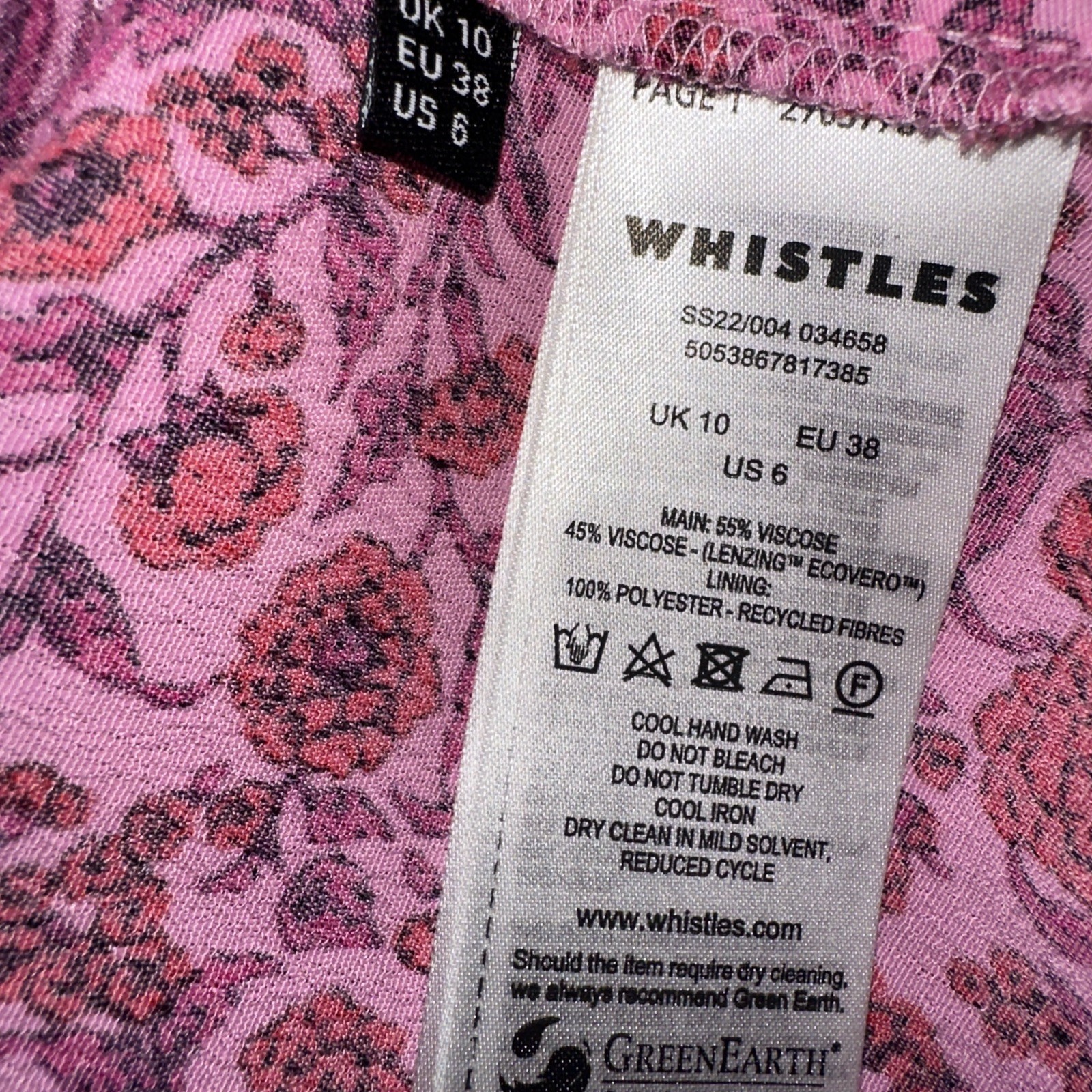 WHISTLES * SIZE 10 PINK HEATH FLORAL PRINT LADIES MIDI DRESS RRP £149