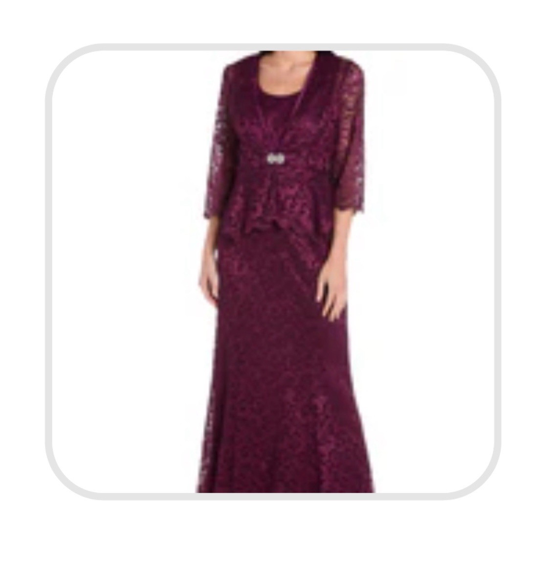 Glitter Lace Dress , Jacket Beautiful Rhinestone Buckle , NWT Wine , Sz 10