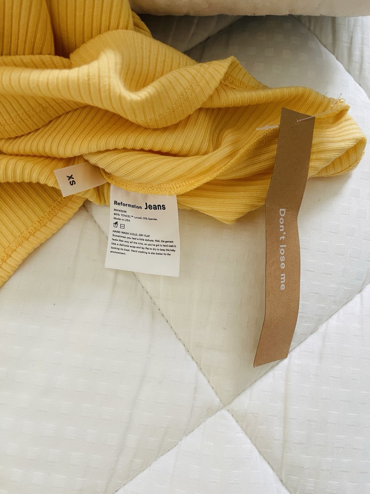 NWT Reformation Liz Tie Shoulder Mini Dress Lemon Yellow Size XS