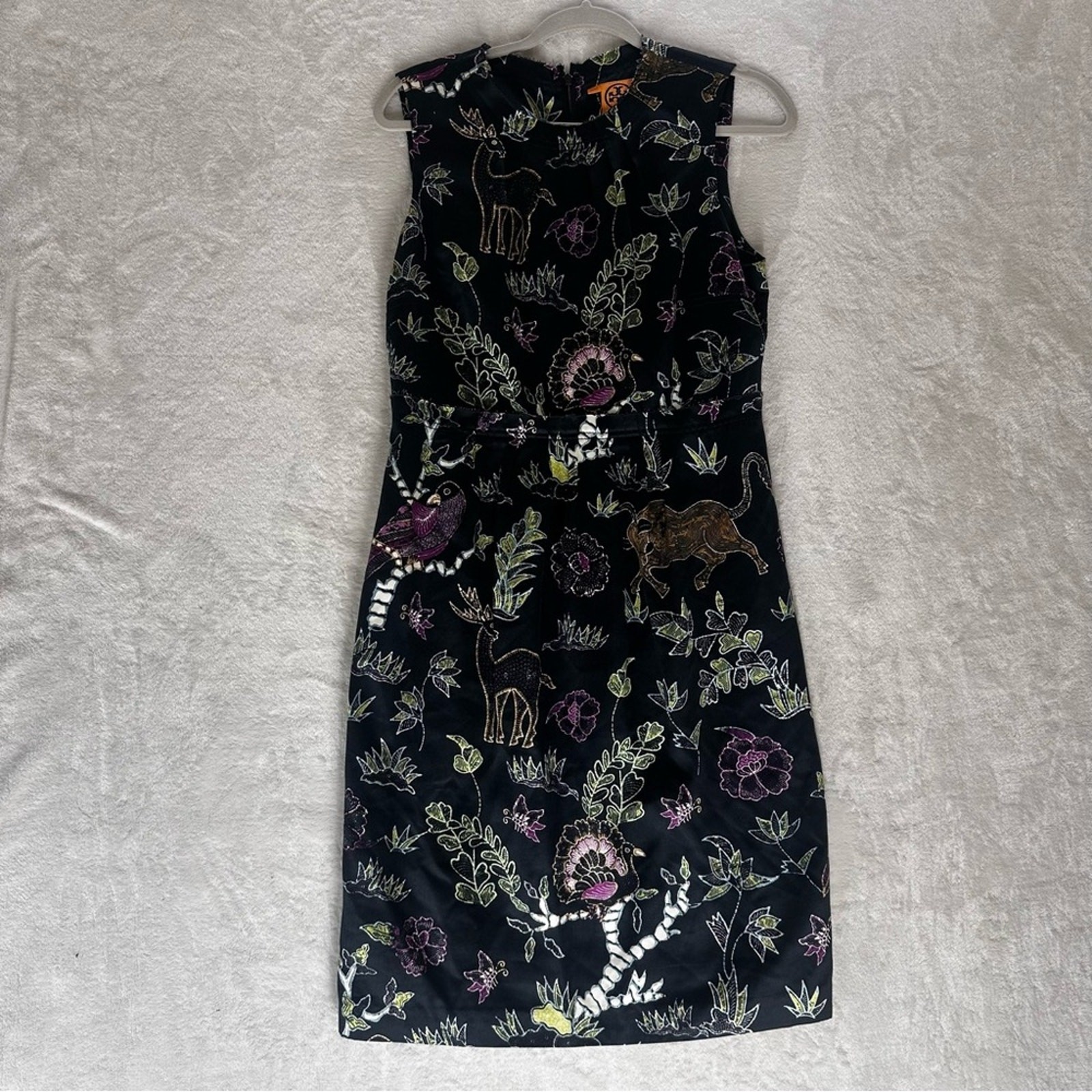🖤 Tory Burch Belinda Silk Jungle Animal Print Dress Size 10