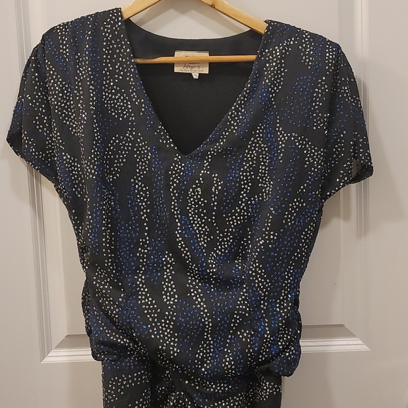 Vintage 1980s Pellini Black Rhinestone Cocktail Dress