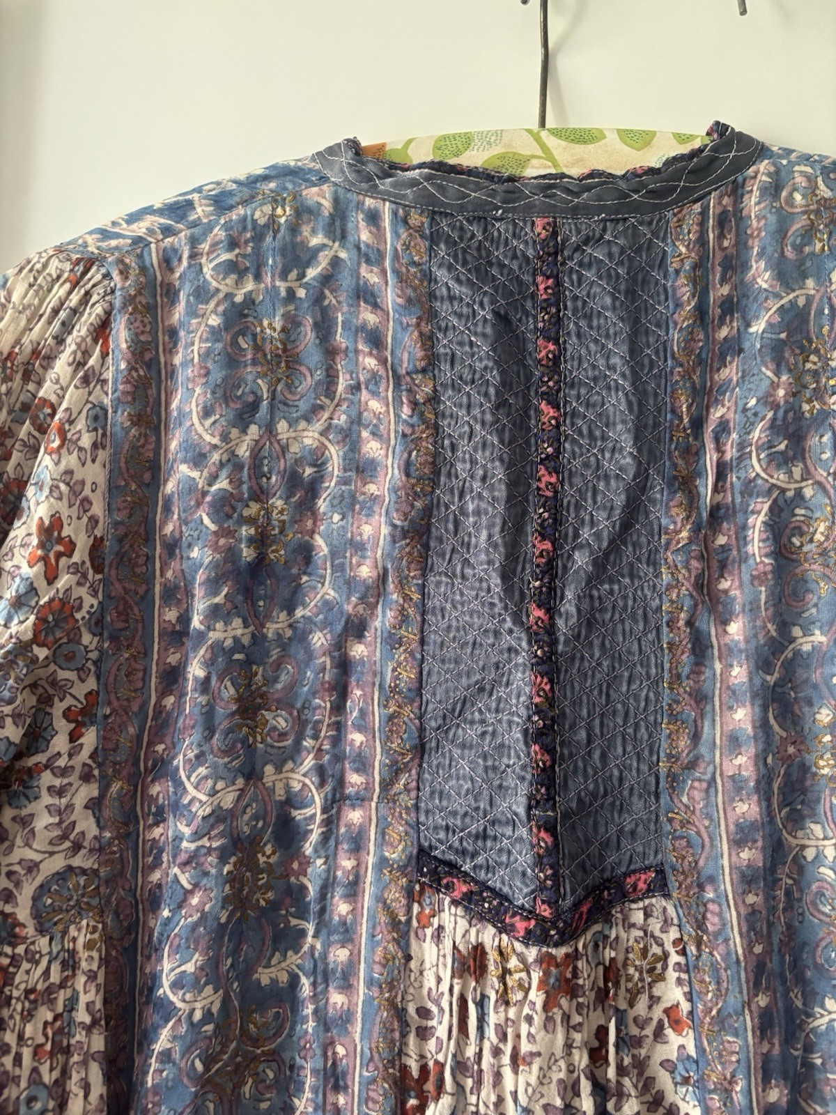 1970s vintage cotton gauze Indian block print dress true vintage antique size M