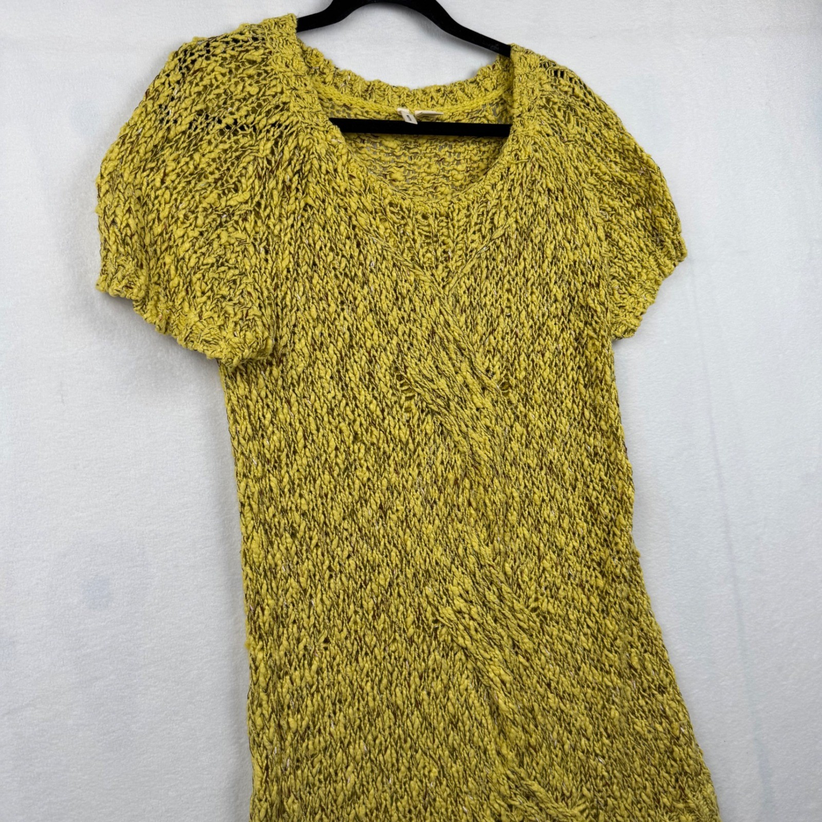 Moth Anthropologie Yellow Knit Dress S Short Sleeve Mini Pullover