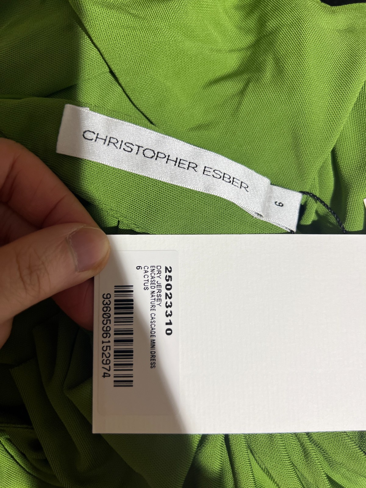 BNWT CHRISTOPHER ESBER CACTUS ENCASED NATURE CASCADE MINI DRESS – SIZE 2 US
