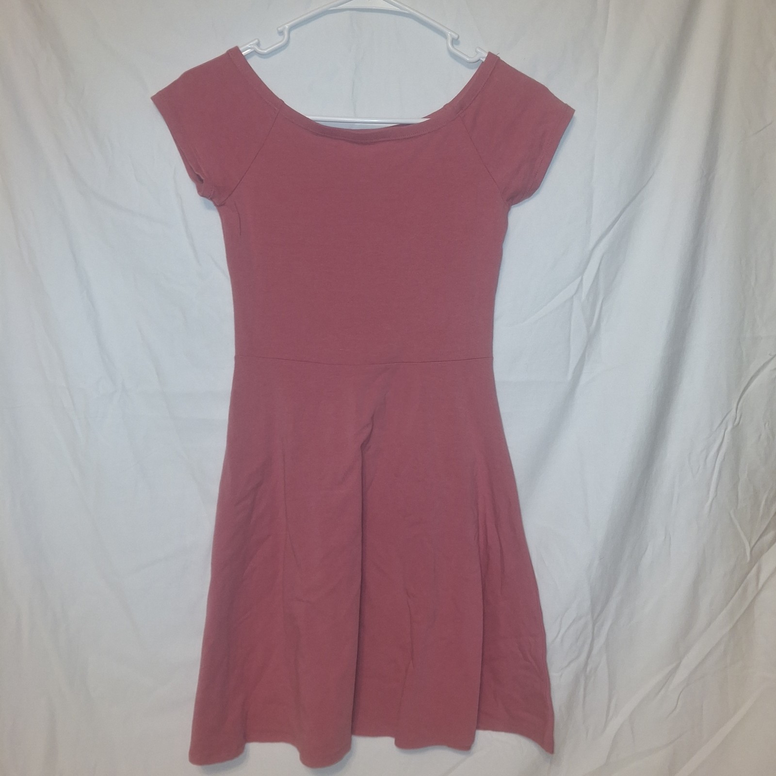 Arizona Jean Co Skater Dress Size XS Pink Crew Neck Short Sleeve Stretch