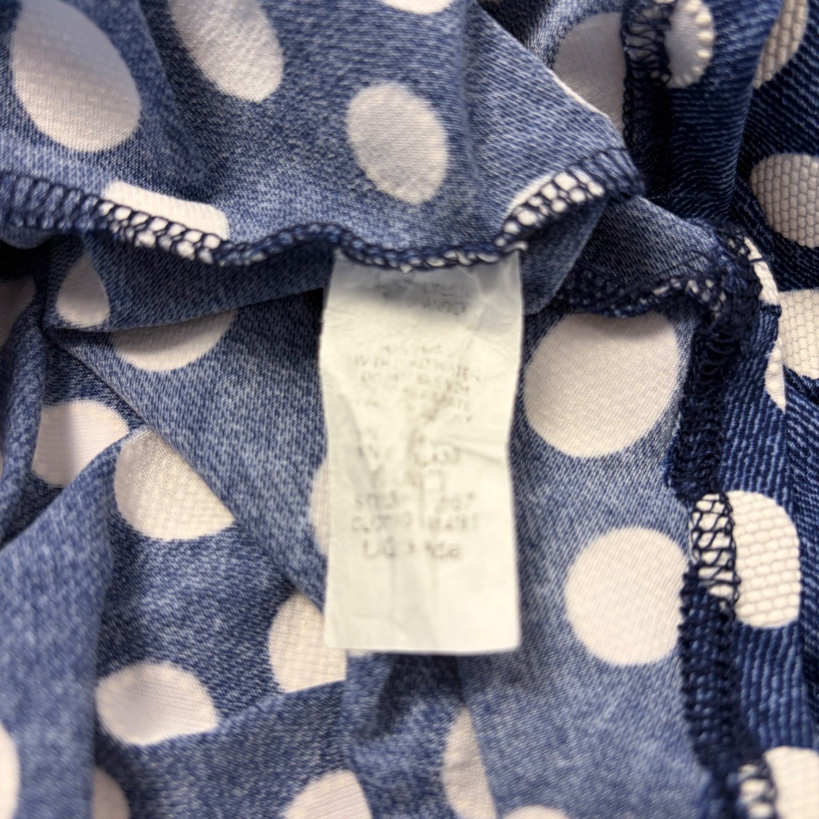 SJS Blue White Polka Dot Ruffle Bell Sleeve Shift Dress Large