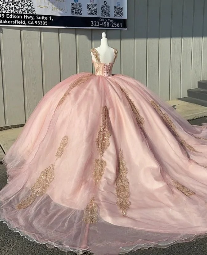 Gorgeous Pink Strapless Princess Corset Prom Dress 15 16 Quinceanera Dress