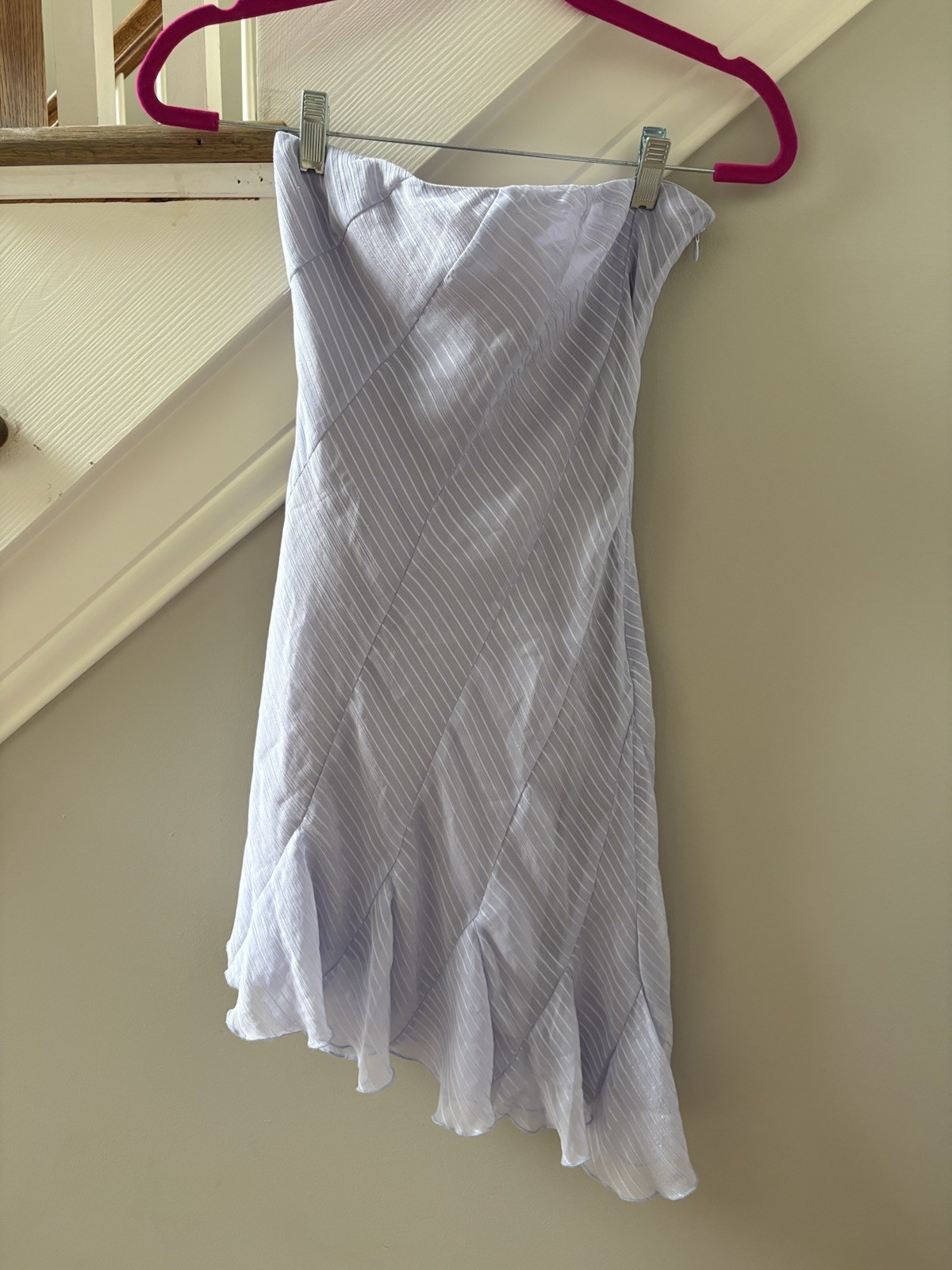 NWT Peppermayo Lavender Yolanda Strapless Dress w/Ruffled Bias Cut Hem Size: 2