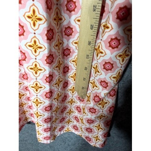 Croft & Barrow Womens XL Pink Orange Geometric Medallion Sleeveless Shift Dress