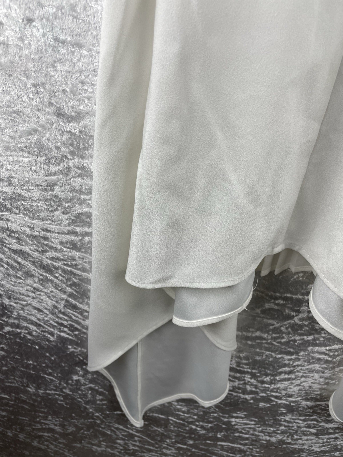 Miss Selfridge Y2K Size 12 Cream / White Handkerchief Hem Floaty Dress Pleated
