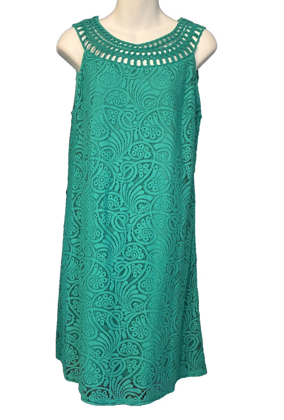 Jessica Howard Sleeveless Sheath Dress Green Lace Women’s 12P NEW