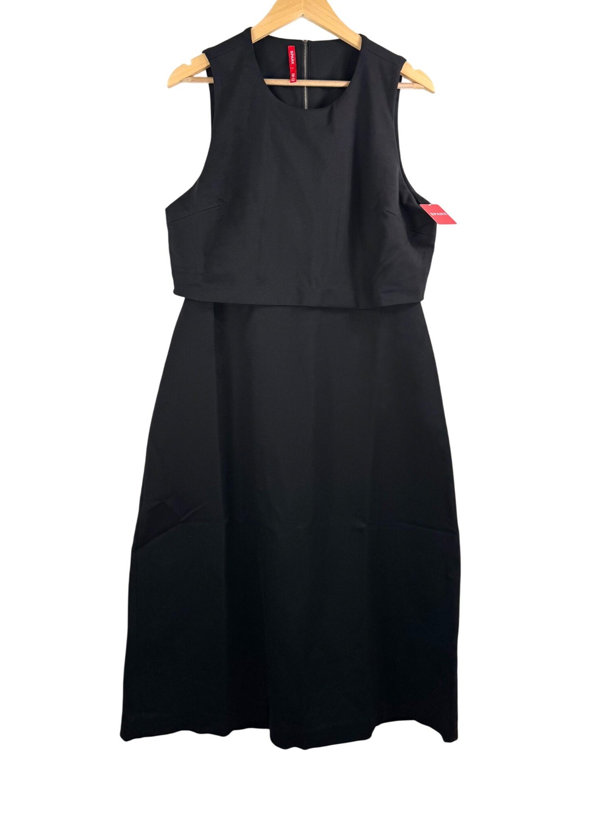 Spanx Ponte Overlay Dress midi black slimming midi minimalist 90s money sz XL