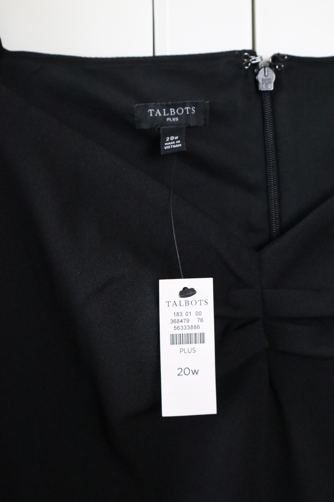TALBOTS Plus NWT $139 Solid Black Lined Pleated Bust Sheath Dress Size 20W