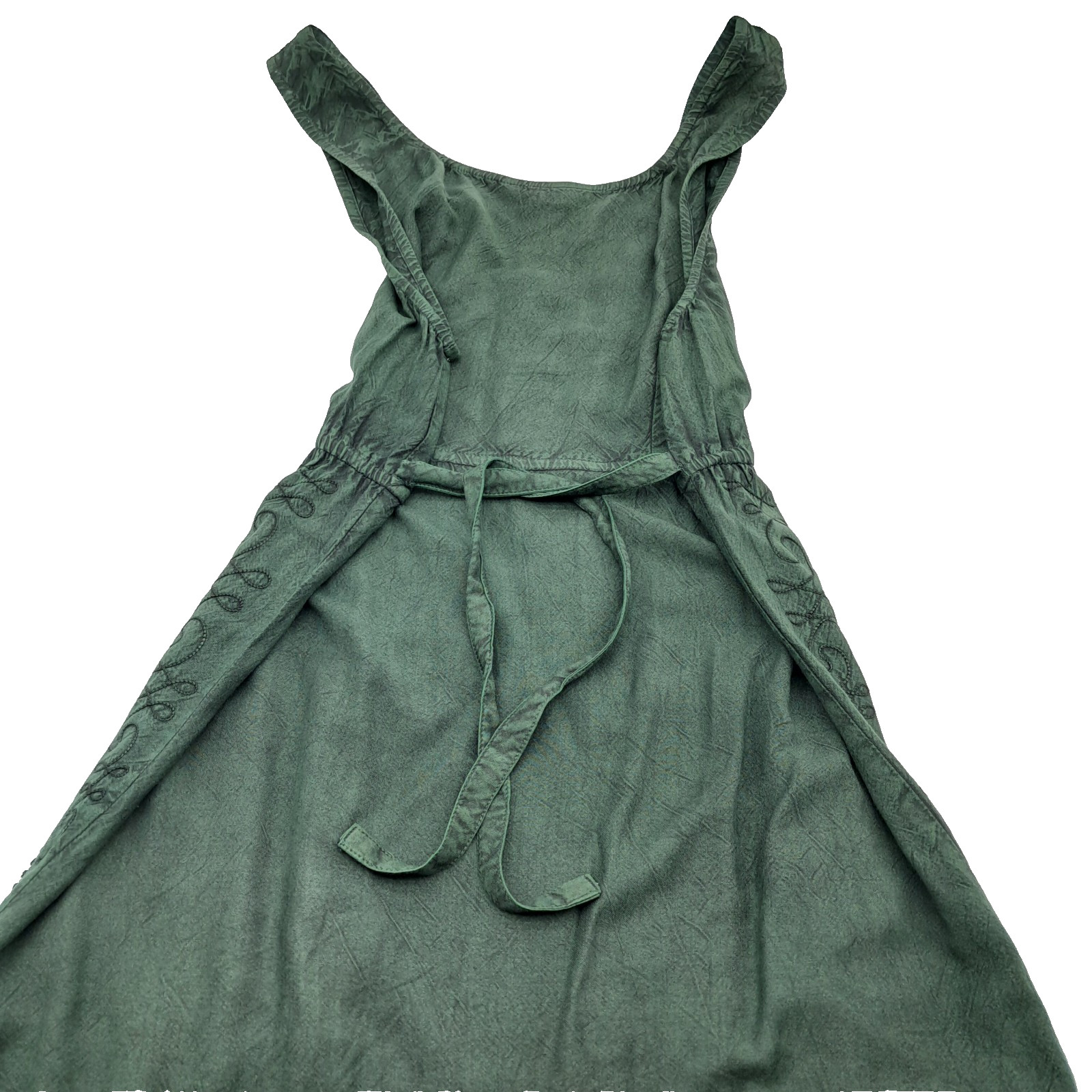 Forest Fairy Boho Dress One Size Festival Dark Green Embroidered Gypsy Indie Y2K