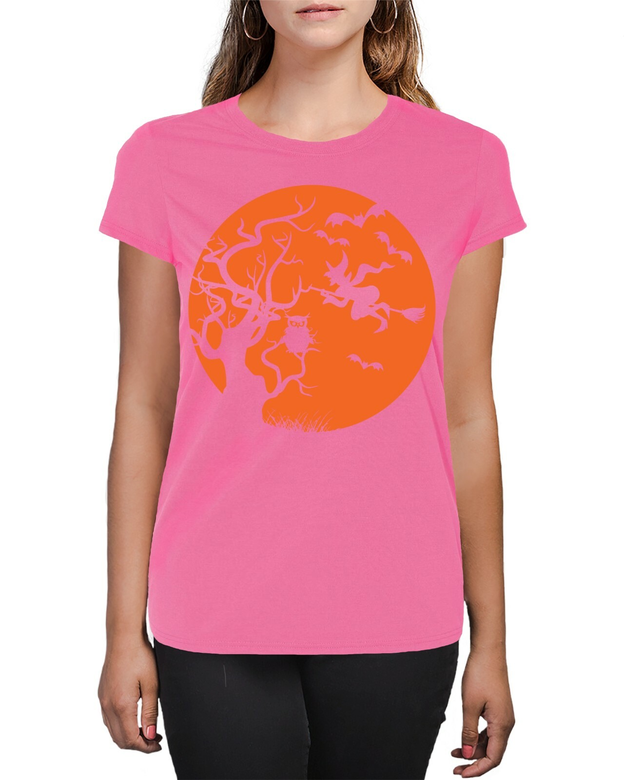 Pumpkin Owl Witch Trick Or Treat Halloween Silhouette Women’s T-Shirt