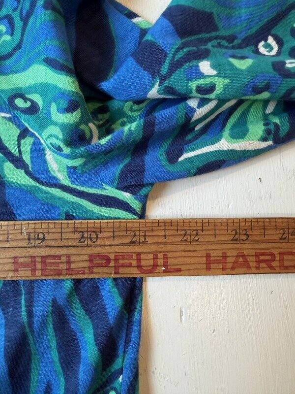 Lilly Pulitzer Elianna Blue Green Leaf Print Cotton Dress Bracelet Sleeve XL