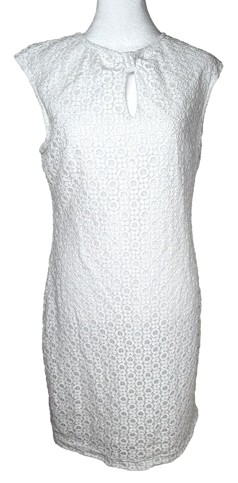 SHARAGANO White Lace Sleeveless Sheath Dress Keyhole Neck New w/out Tags Size 8