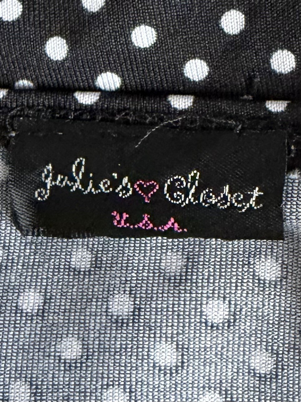 Julie’s Closet black/white poker dot plunge neck fit & flare summer dress size S