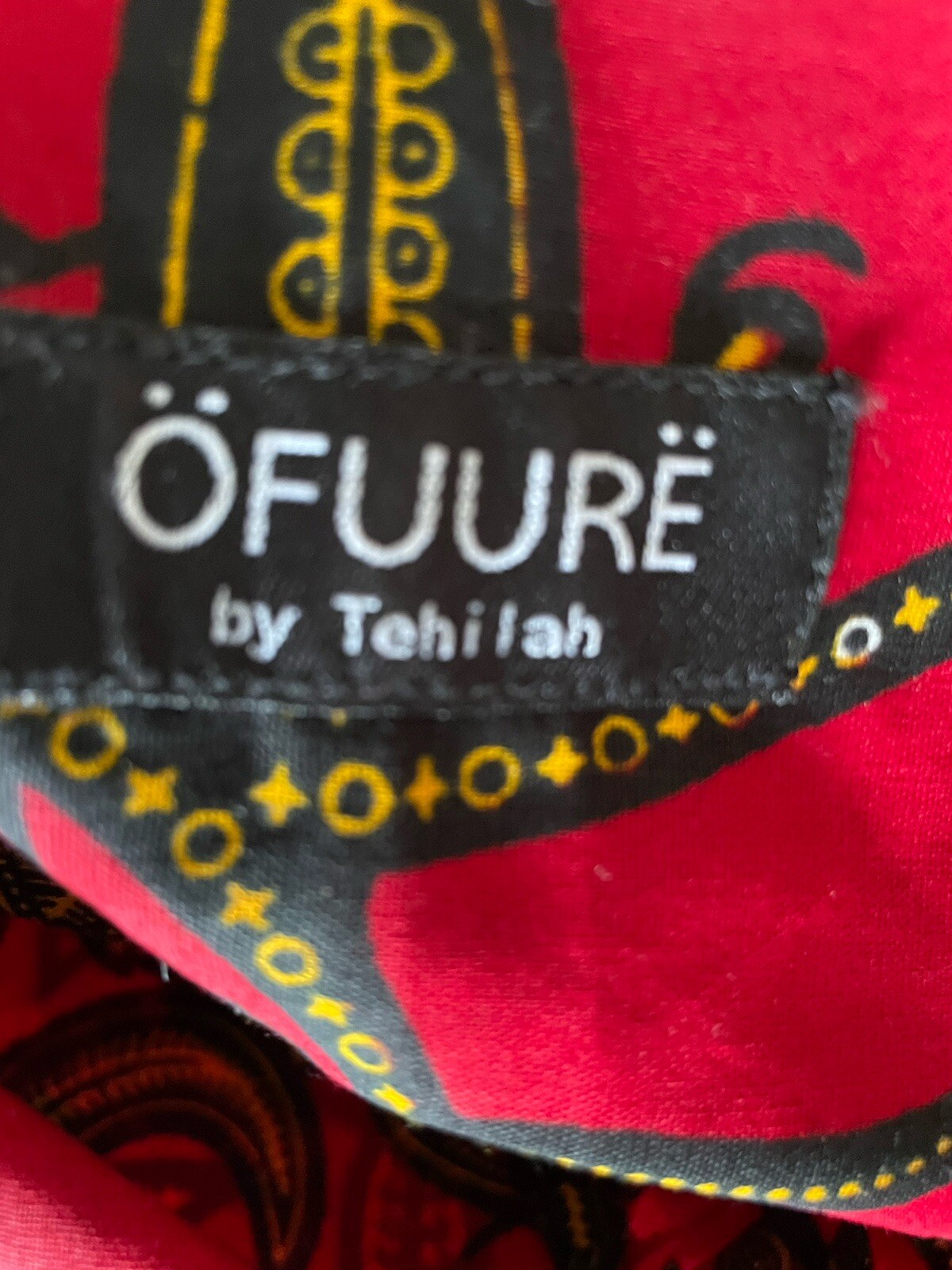 OFUURE by Tehilah Red Print Tiered African Inspired Dress One Size (S-L)
