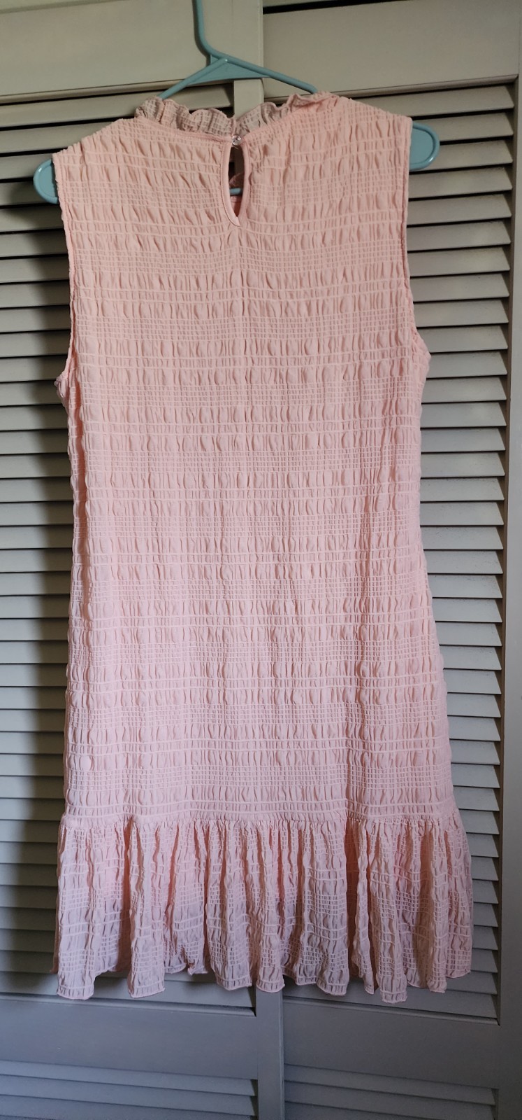 SHEIN Women’s Pink Sleeveless Textured Woven Shift Dress Ruffle Hem XL
