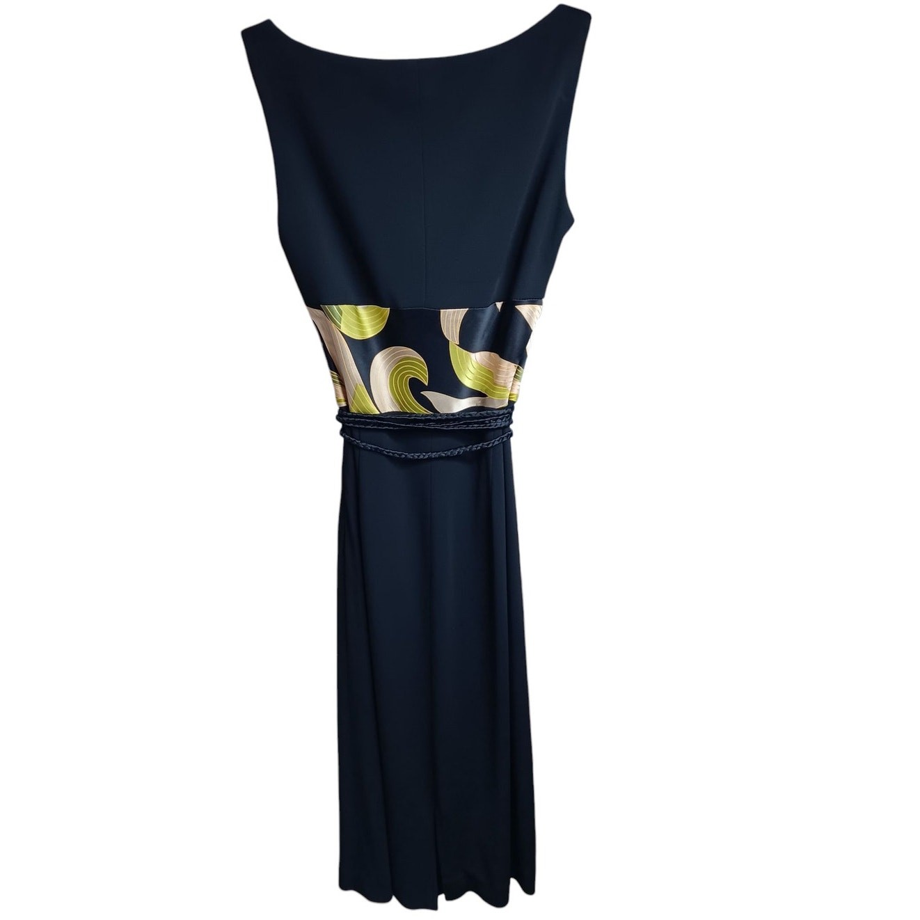 KAY UNGER New York Silk Blend Dress Size 2 Dressy Career Event Woven Belt V-Neck