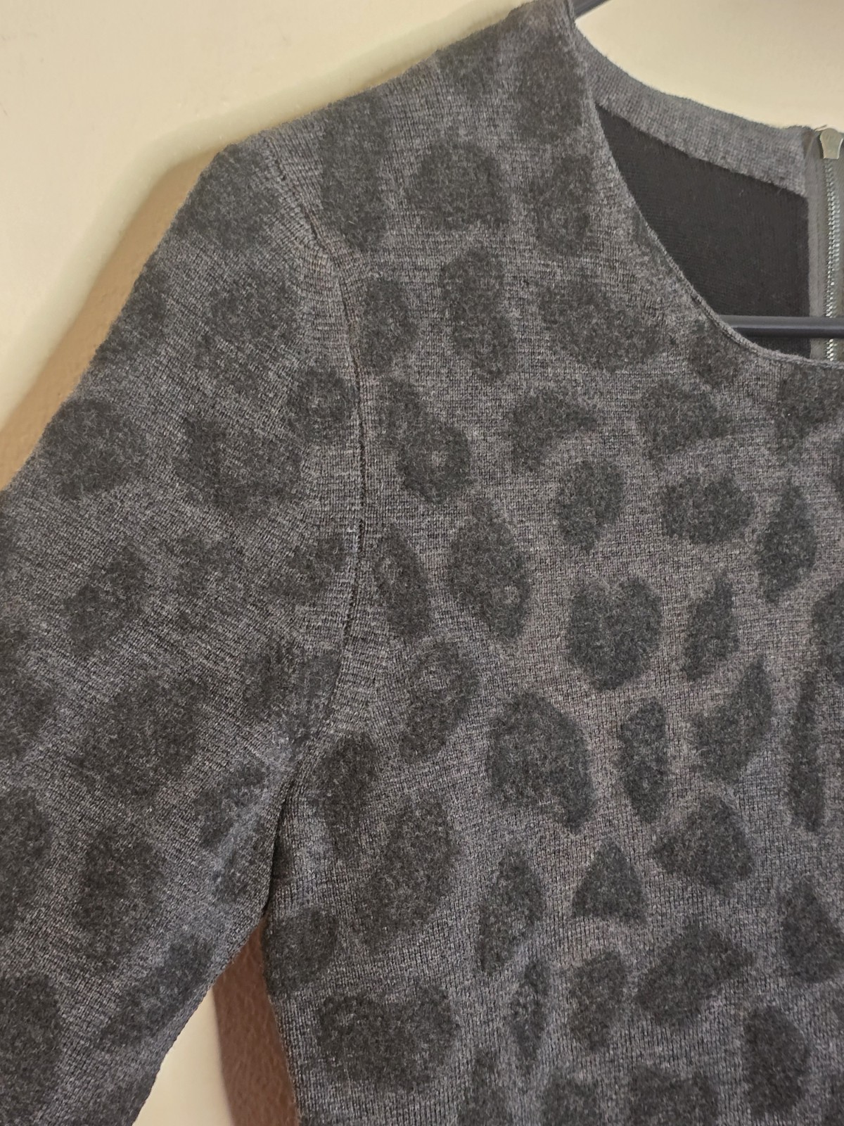 3.1 Phillip Lim Leopard Wool Sheath Dress Women’s Medium Black Gray Designer