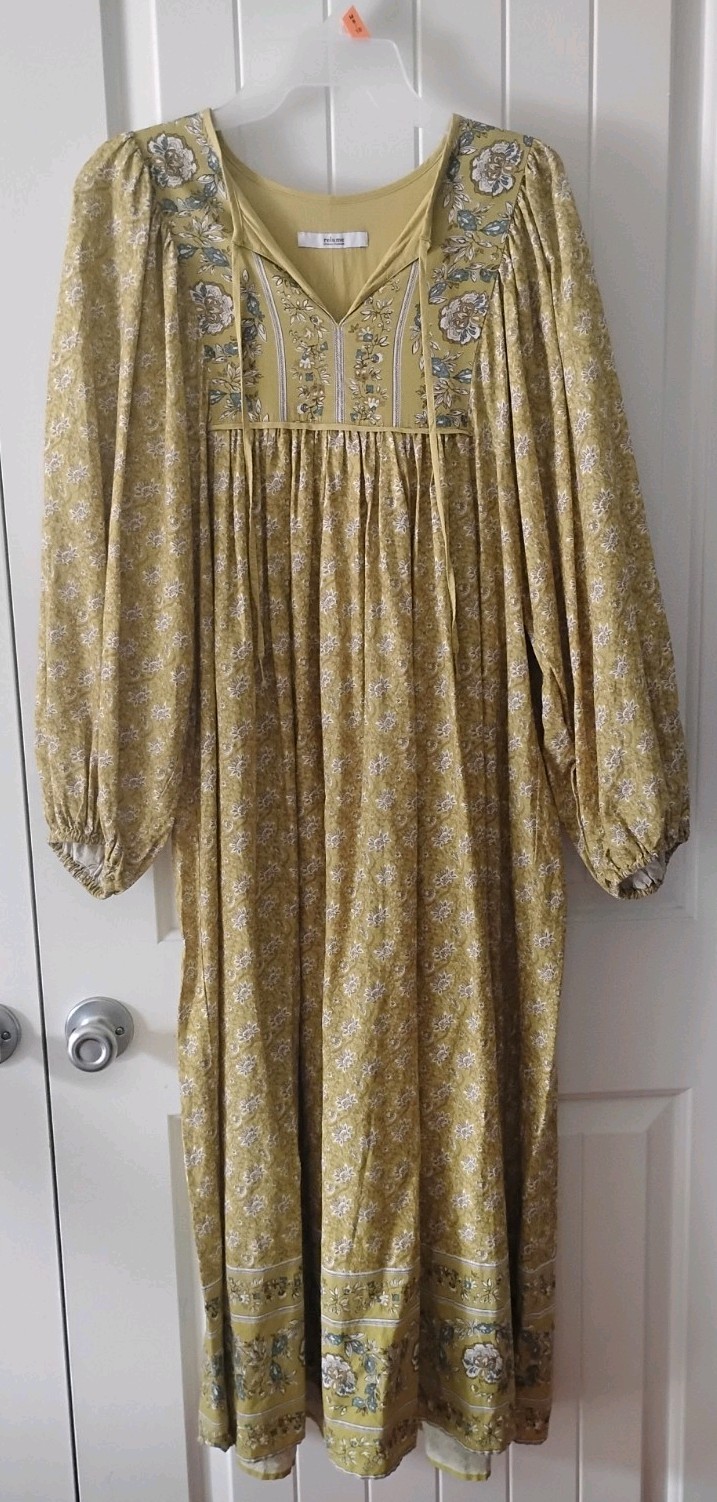 Japan womens cotton blend floral panel print dress yellow Journal Standard