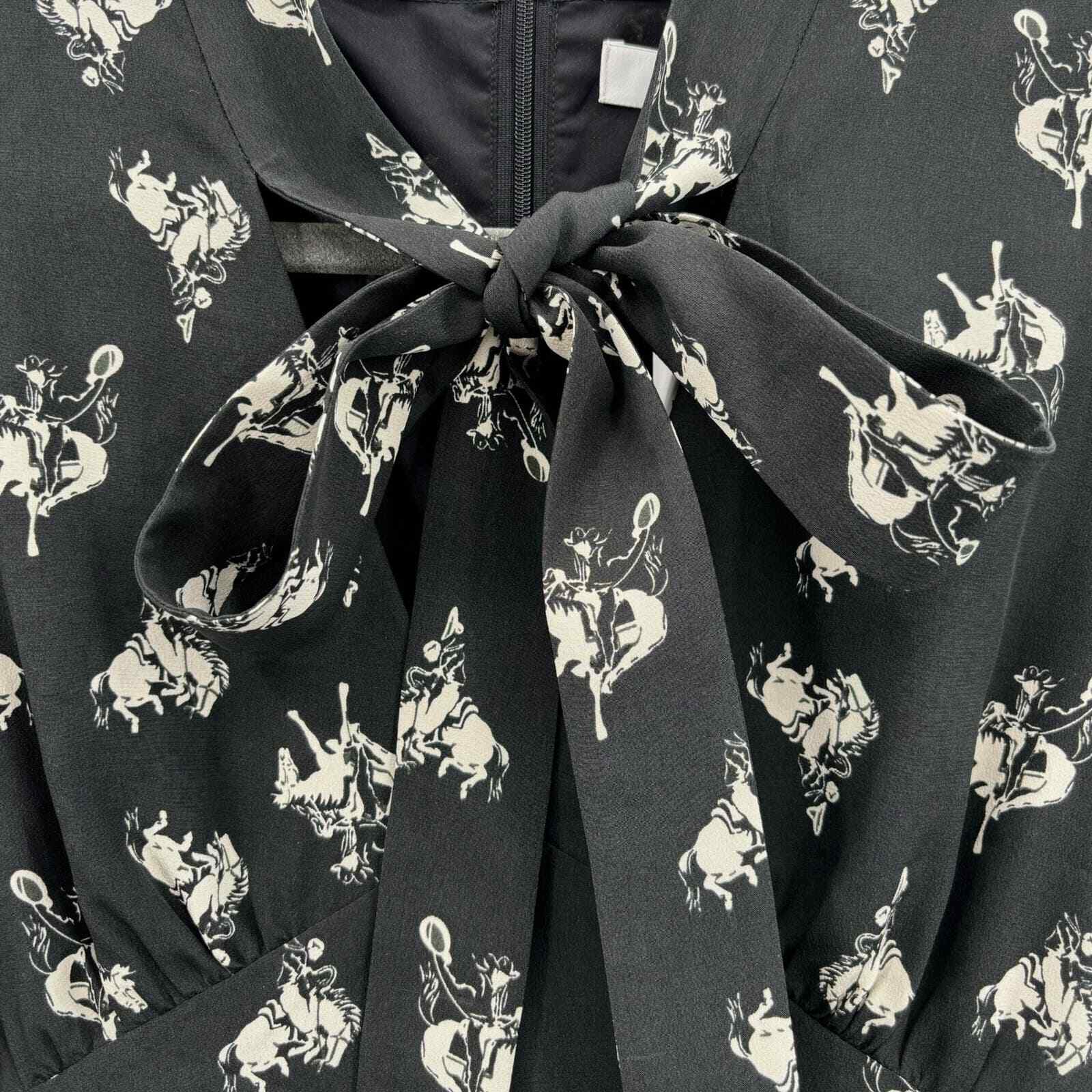 RE/DONE X Levi’s 60s Cowboy Necktie Equestrian Print Black Mini Dress Size Small