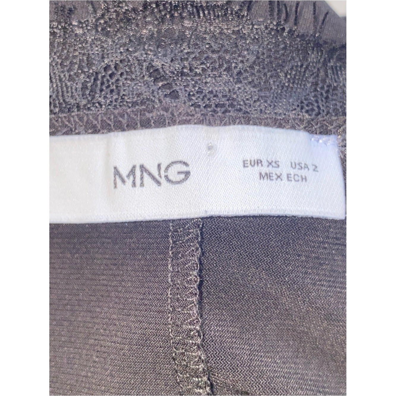 MNG black solid lace insert detail line slip midi dress size 2