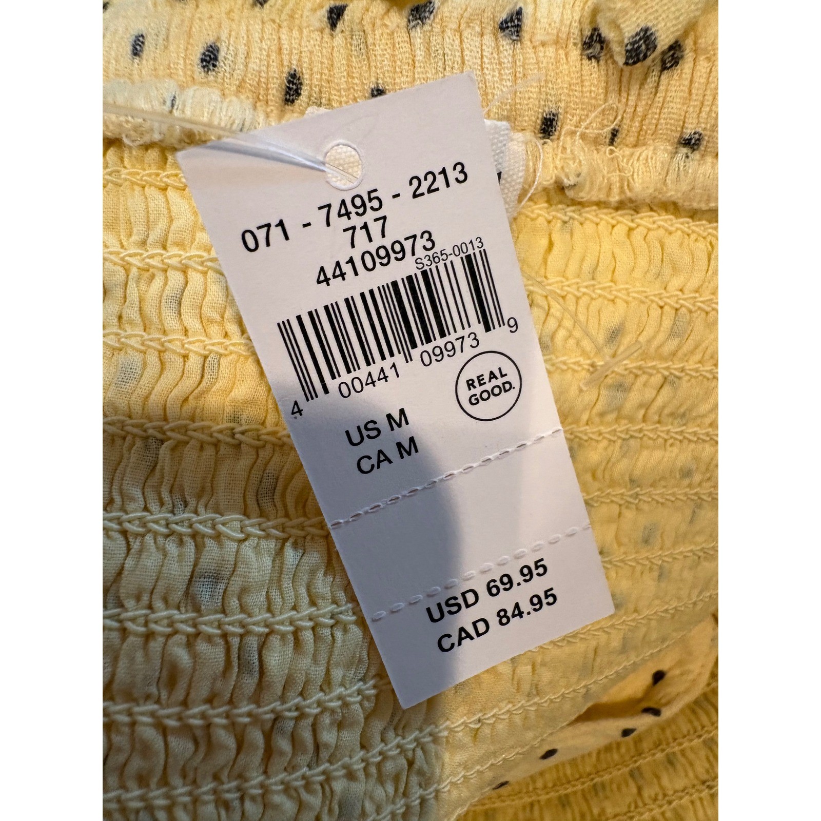 Aerie Yellow Polka Dot Smocked Midi Dress Eyelet Hem 071-7495-2213 Womens Medium