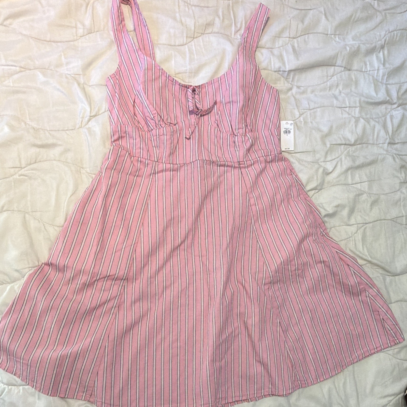 Old Navy Women’s Pink/White Striped Square Neck Strappy Midi Sundress S