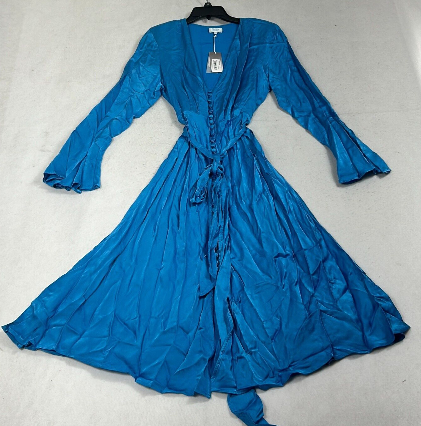 Ghost Twilight Dress Blue Annabelle Tie Waist Midi Fit & Flared Womens Size L