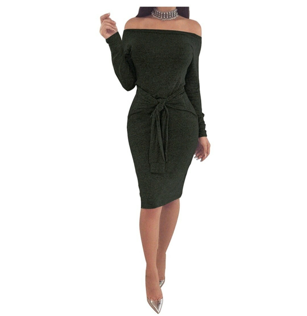 Off Shoulder Front Tie Bodycon Dress Size XL