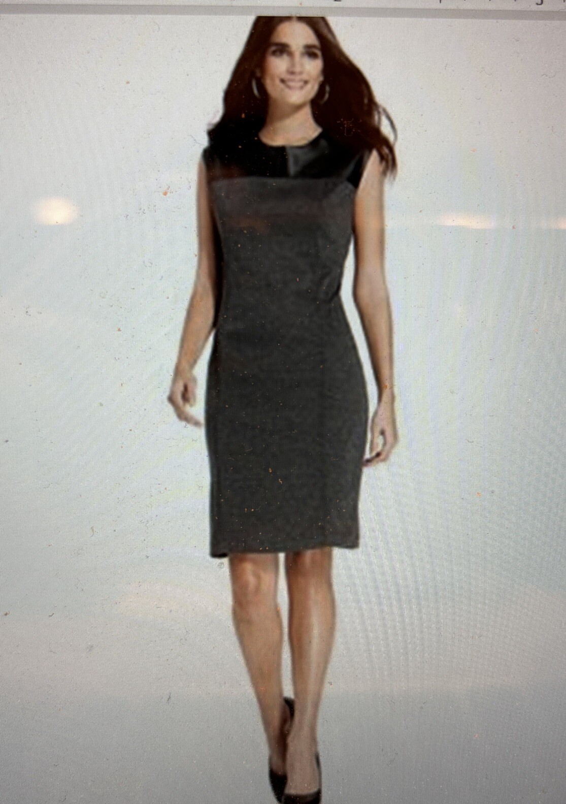 ELEMENTZ Gray Black Sheath Knee Dress Crew Neck Sleeveless Women Size M