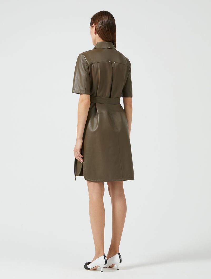 🌟 Sportmax by MAX MARA Nappa LEATHER Dress Usa2_ It36_ De32_ Uk4_ Fr34