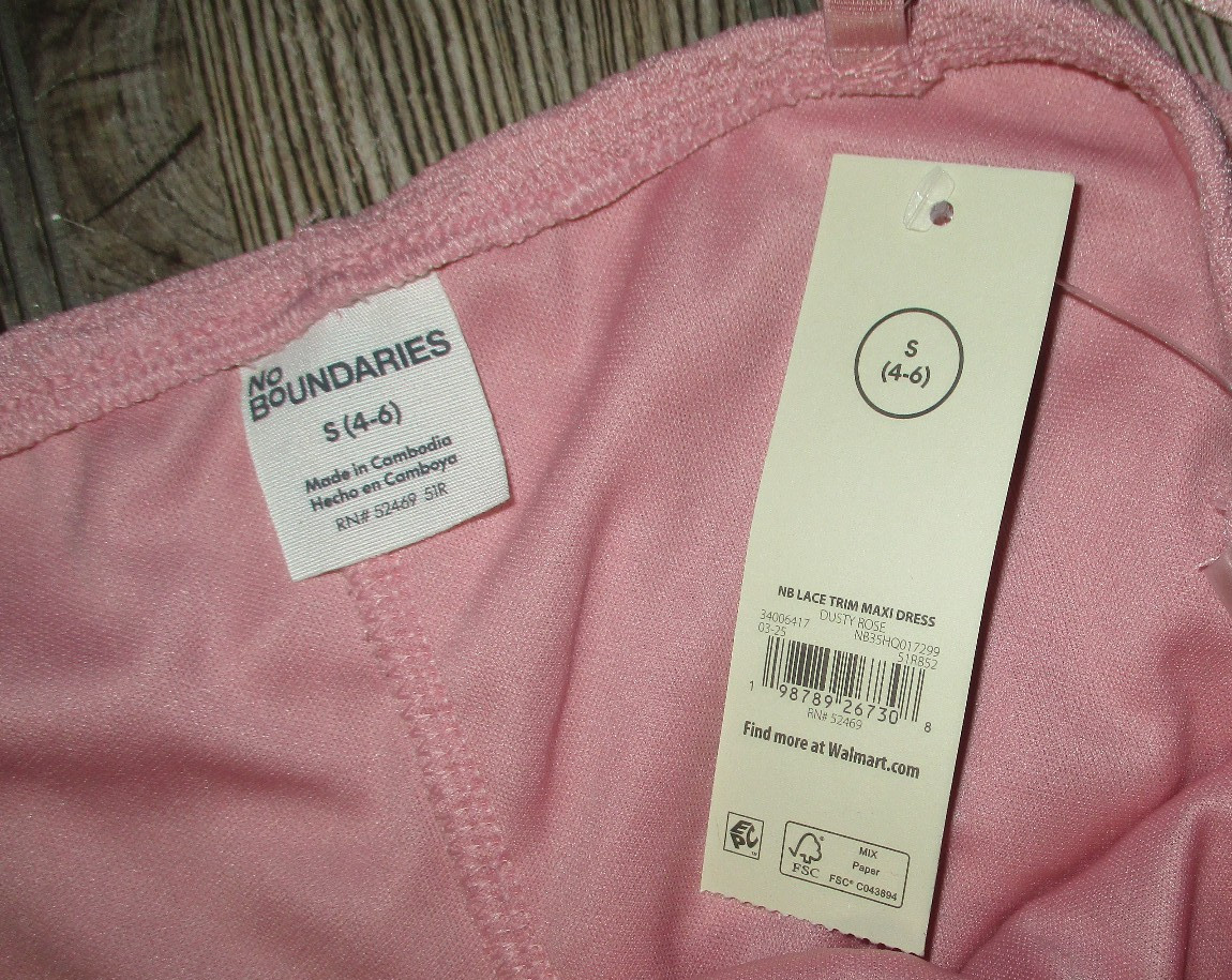No Boundaries New Womens Pink Lace Trim Spaghetti Strap Maxi Dress Sz Small 4-6