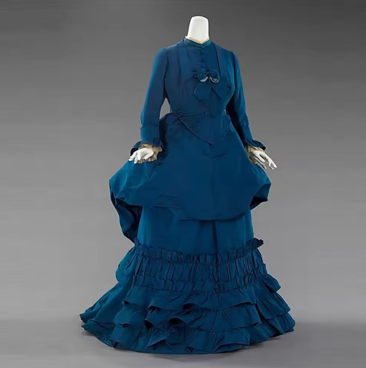 1870s Afternoon Dress Victorian Empire Queen Princess Baroque Rococo Bustle Ball